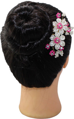 

Ear Lobe & Accessories Pink n White Colour Comb Clip Hair Accessories for Women Wedding Hair Accessory Set(Multicolor)
