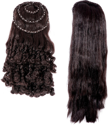 

HONBON combo Wig for Women And Girls, Juda Accessories for Women and girls, Extension 20-21 and 30-32 Inches (Brown) Hair Extension