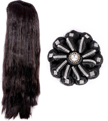 

HONBON combo Juda Wig for Women And Girls, Juda Accessories for Women and girls, Extension 18-20 Inches (Brown) Hair Extension