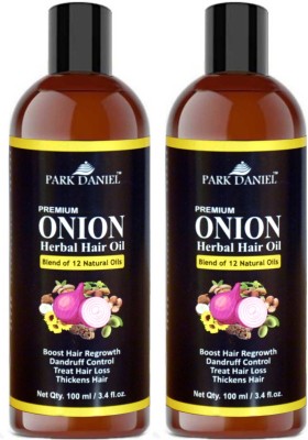 

Park Daniel Premium ONION Herbal Hair oil- For Hair Regrowth, Anti Dandruff, Treat hair loss and Thickens hairs pack of two bottles of 100 ml(200 ml) Hair Oil(200 ml)