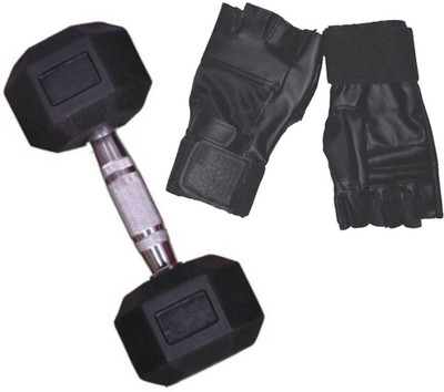 

StepInnStore ''HI-QUALITY '' 4*KG (SINGLE PIECE) HEXAGONAL DUMBBELLS WITH LEATHER GYM GLOVES Gym & Fitness Kit