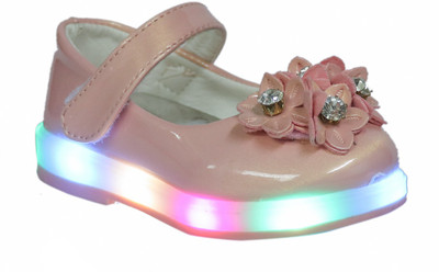 

FEETWELL Girls Velcro Ballerinas(Pink