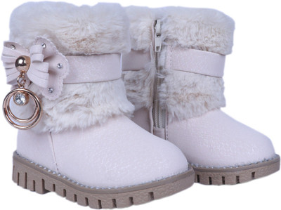 

FEETWELL Girls Slip on Casual Boots(Beige