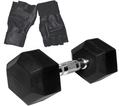 

StepInnStore "PRIME QUALITY" 5Kg*(1Pc) Hexa Dumbbell with Gym Gloves Gym & Fitness Kit