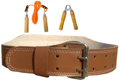 

Monika Sports weight lifting belt + wooden skipping rope + wooden hand grip Home Gym Kit