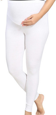 mamma's maternity Ankle Length Maternity Wear Legging(White, Solid)