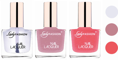 

Lady Fashion Extra Shine Extra Long Stay Chip Resistant Nail Polish (Set Of 3) Transparent,Silky Purple,Silky Pink(Pack of 3)