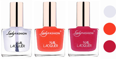 

Lady Fashion Extra Shine Extra Long Stay Chip Resistant Nail Polish (Set Of 3) Transparent,Orange Silk,Abricoat Rose(Pack of 3)