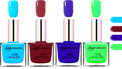 

Lady fashion Extra Shine Extra Long Stay Chip Resistant Nail Polish Sky Blue,Voilet,Blue,Light Green(Pack of 4)