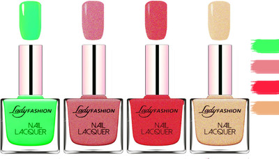 

Lady fashion Extra Shine Extra Long Stay Chip Resistant Nail Polish Light Green,Mauve,Pink,Beach Nude(Pack of 4)