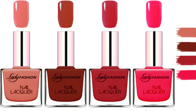

Lady Fashion Extra Shine Extra Long Stay Chip Resistant Nail Polish Nude,Coffee,Dark Red,Sweet Red(Pack of 4)