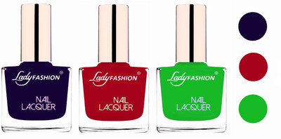 

Lady Fashion Extra Shine Extra Long Stay Chip Resistant Nail Polish (Set Of 3) Blue,Dark Red,Light Green(Pack of 3)