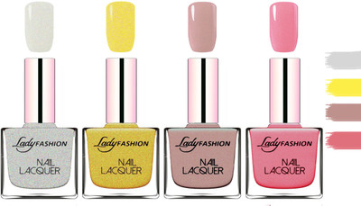 

Lady fashion Extra Shine Extra Long Stay Chip Resistant Nail Polish Grey,Golden,Silky Purple,Silky Pink(Pack of 4)