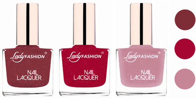 

Lady Fashion Extra Shine Extra Long Stay Chip Resistant Nail Polish (Set Of 3) Mauve,Bright Pink,Silky Purple(Pack of 3)
