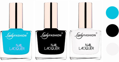 

Lady Fashion Extra Shine Extra Long Stay Chip Resistant Nail Polish (Set Of 3) Sky Blue,Black,White(Pack of 3)