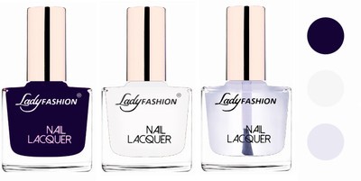 

Lady Fashion Extra Shine Extra Long Stay Chip Resistant Nail Polish (Set Of 3) Blue,White,Transparent(Pack of 3)