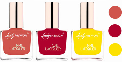 

Lady Fashion Glossy & Long Stay Nail Polish combo Nude,Pink,Yellow(Pack of 3)