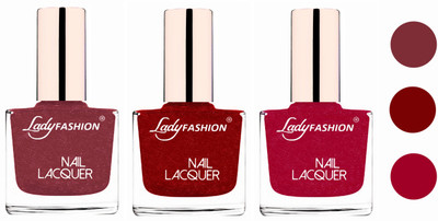 

Lady Fashion Extra Shine Extra Long Stay Chip Resistant Nail Polish (Set Of 3) Mauve,Red,Bright Pink(Pack of 3)