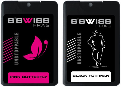 

S'SWISS PINK BUTTERFLY AND BLACK FOR MEN POCKET PERFUME 2 PCS COMBO Perfume - 20 ml(For Men & Women)
