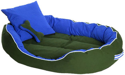 

PETSHUB PetsHub's Elite DOG/CAT bed Ultra Soft Royal Blue & Black Reversible With 2 Extra Pillows (Export Quality)-XXL XL Pet Bed(Blue)