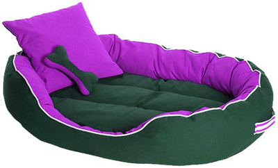 

PETSHUB PetsHub's Elite DOG/CAT bed Ultra Soft Purple & Black Reversible With 2 Extra Pillows (Export Quality)-Medium XXL Pet Bed(Purple)