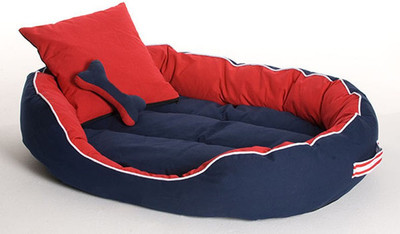 

PETSHUB PetsHub's Elite DOG/CAT bed Ultra Soft Red & Blue Reversible With 2 Extra Pillows (Export Quality)-Medium M Pet Bed(Red)