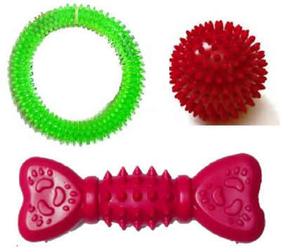 

Goofy Tails super dog Spike (Ball + Ring+Bone) Combo Rubber Chew Toy, Rubber Toy, Fetch Toy For Dog