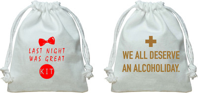 

The Crazy Me Last Night Was Great Kit, We All Deserve An Alcoholiday Kit/Canvas Potli Potli(White)