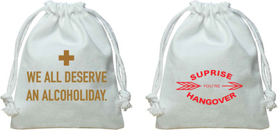

The Crazy Me We All Deserve An Alcoholiday Kit, Surprise You're kit/Canvas Potli Potli(White)