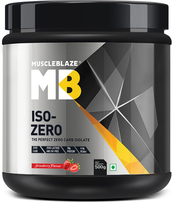 

MuscleBlaze Iso-Zero, Zero Carb 100% Whey Isolate Whey Protein(500, Strawberry)