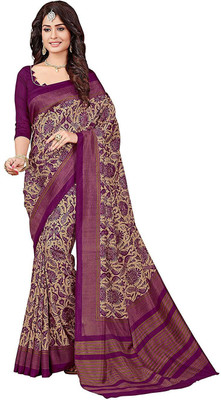 AJS Printed Bollywood Art Silk Saree(Beige)
