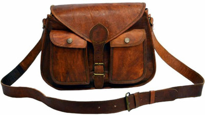 

dzcollections Women Casual Brown Genuine Leather Sling Bag