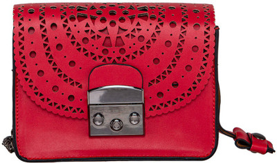 

peaubella Women Casual Red Synthetic Leather Sling Bag