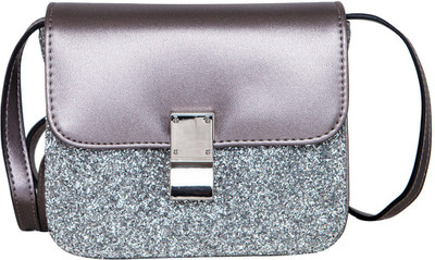 

peaubella Women Evening/Party Silver Synthetic Leather Sling Bag