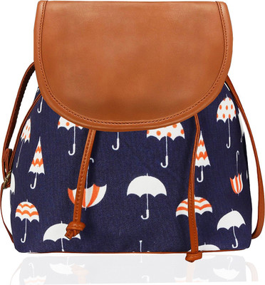 

Kleio Women Casual Blue Canvas, PU Sling Bag