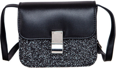 peaubella Women Evening/Party Black Synthetic Leather Sling Bag
