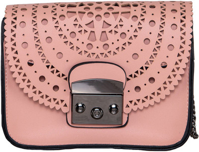 peaubella Women Casual Pink Synthetic Leather Sling Bag