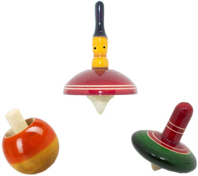 

Simple Days Handcrafted Wooden Spinning Finger Tops - Set of 3(Multicolor)