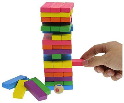 

Artfinesse Wooden Tumbling Tower Block Jenga Toy With Dices (54 pcs)(Multicolor)