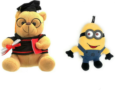 soniya Enterprises musical scholar teddy bear-20cm and minion - 25 cm(Multicolor)