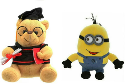 

soniya Enterprises minion-22cm and musical scholer teddy bear - 19 cm(Multicolor)