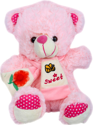 Playzone Stuff Teddy With Muffler - 11.5 inch(Pink)