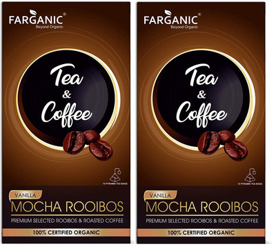 

FARGANIC Combo Of Mocha Rooibos TEA & COFFEE 30 Tea Bags 100% Certified Organic Vanilla Rooibos Tea Bags(30 Bags, Box)