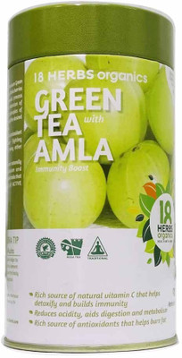 

18 Herbs Green Tea with Amla TIN Unflavoured Green Tea Bags Plastic Bottle(50 g)