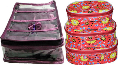 

phoenixfaso Combo 4rods Bangle box, Churi box Bracelet Watch Jewelery vanity Box,Necklace Pouches Bag,Necklace Bangle Locker, Set of 3 Shaving Cosmetic toiletary Organizer makeup kit jewellery box(purple,pink) vanity box Vanity Box(Multicolor)
