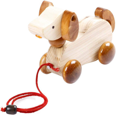 

Simple Days Wooden Push and Pull Toy Walk-A-Long Puppy Toy with Rolling Wheels(Multicolor)