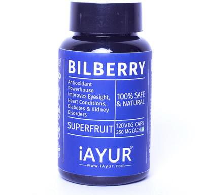 

iAYUR Bilberry Extract Certified & Tested 100% Potent, Pure & Safe 350 Mg(120 No)