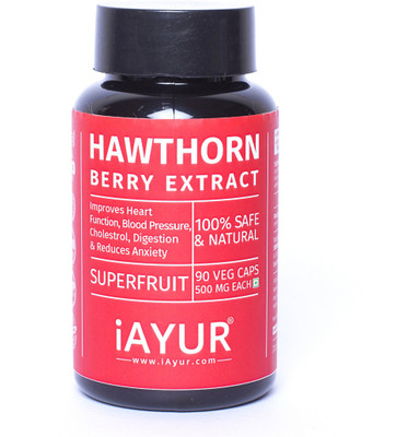 

iAYUR Hawthorn Berry Extract Certified & Tested 100% Potent, Pure & Safe 500 Mg(90 No)