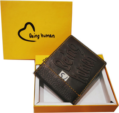 

BElNG HUMAN Men Brown Genuine Leather Wallet(5 Card Slots)