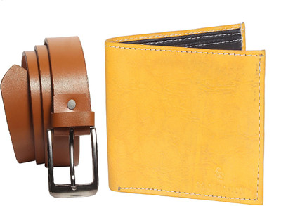 

SS CREATION Wallet, Belt Combo(Yellow, Brown)